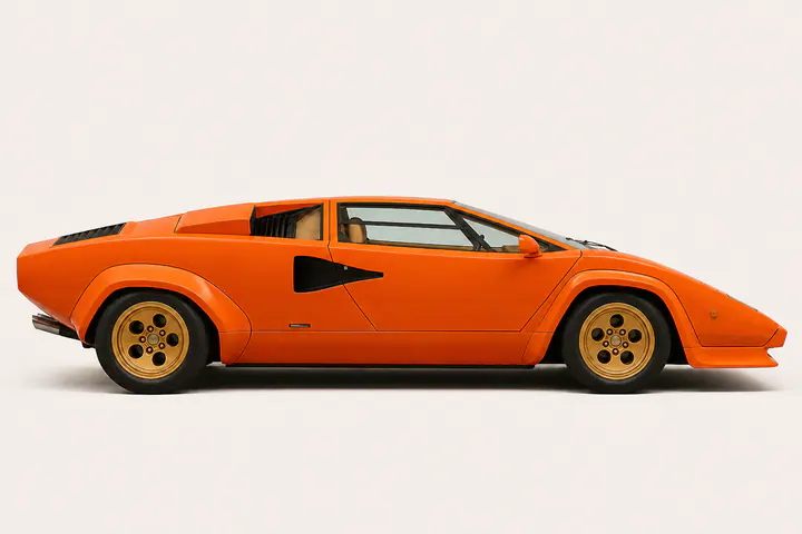 Arancio Lamborghini Countach LP400 S, right-side profile